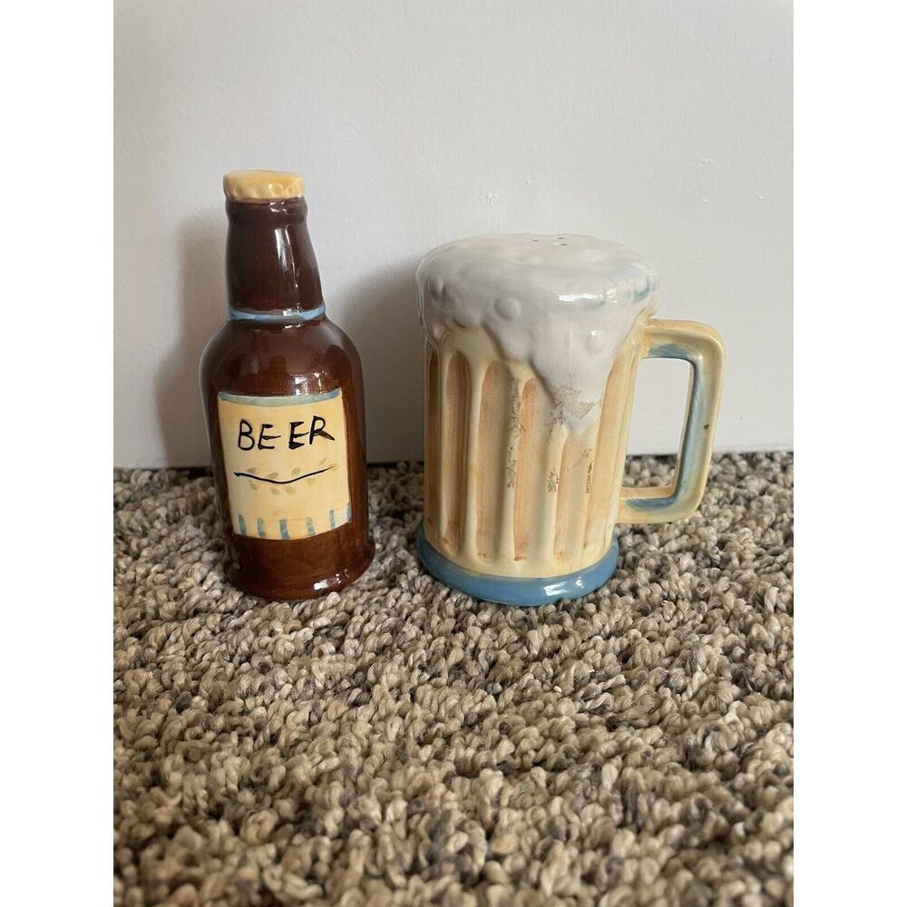 Vintage Beer And Mug Salt And Pepper Shakers Ceramic